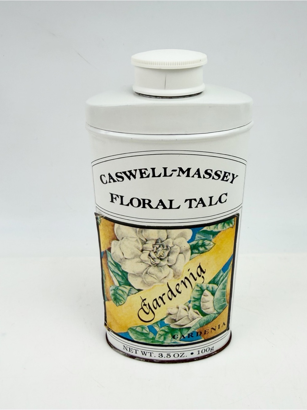 Vtg Caswell Massey Gardenia Scented Floral Talc Body Powder Shaker Tin 3.5oz New
